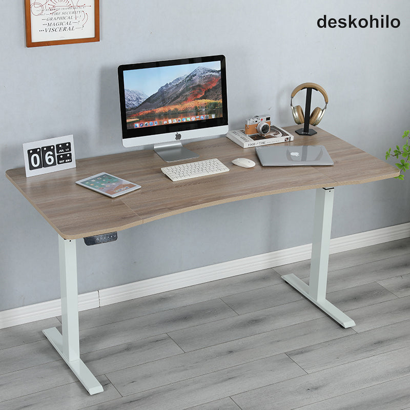 Radlove 55"x 30" Premium Dual Motor Standing Desk Electric Height Adjustable Office Tables for Work Benches, Brown, Oak,White