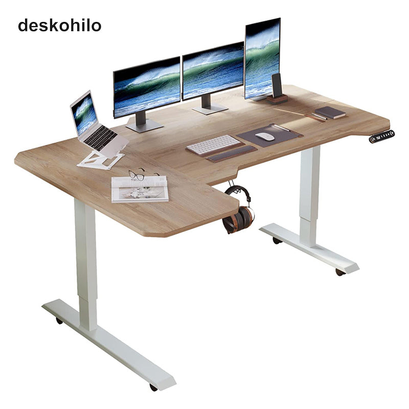 Radlove 59" x 24" Electric Height Adjustable Computer L-Shaped Office Desks with Memory Controller Corner Standing Desk with Splice Board