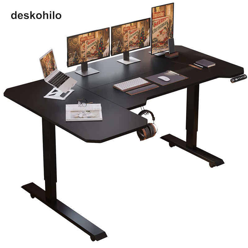 Radlove 59" x 24" Electric Height Adjustable Computer L-Shaped Office Desks with Memory Controller Corner Standing Desk with Splice Board