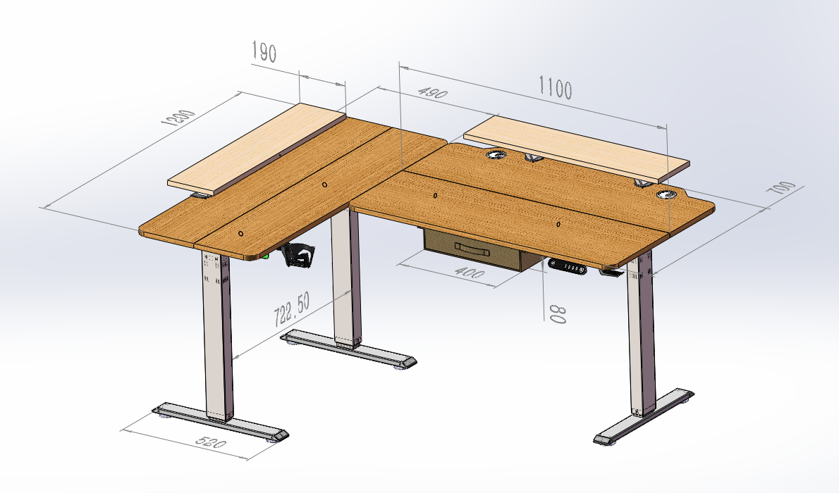 Radlove 63" x 30" L-Shaped Standing Desk Adjustable Electric Sit and Stand for Work Benches with Monitor Stand and Drawer, Oak