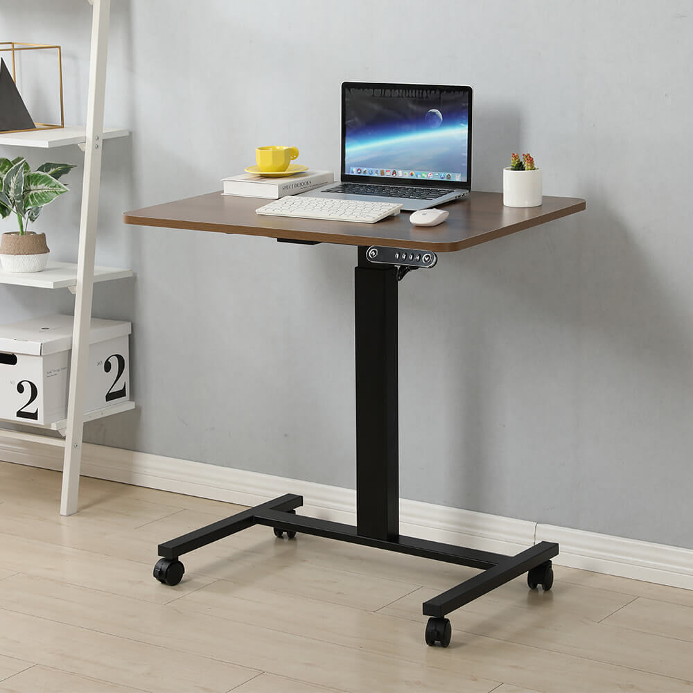 Radlove 32''x24'' Electric Height Adjustable Laptop Desk, Mobile Standing Desks with Wheels, White, Brown, Black