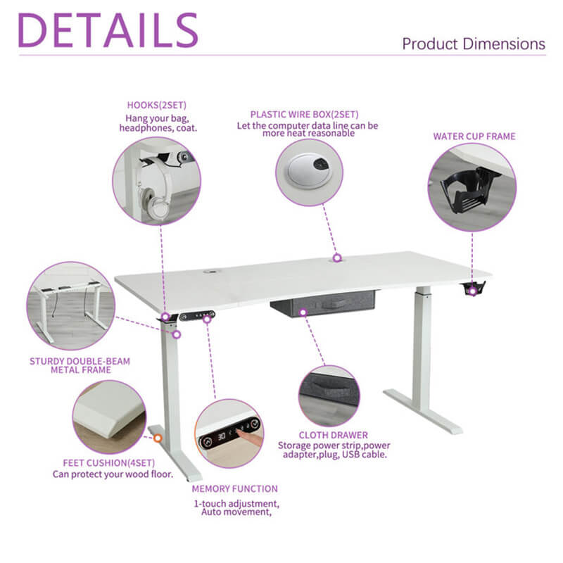 Radlove 63" x 30" Premium Dual Motor Height Adjustable Electric Sit and Stand for Work Benches with Drawer, Oak