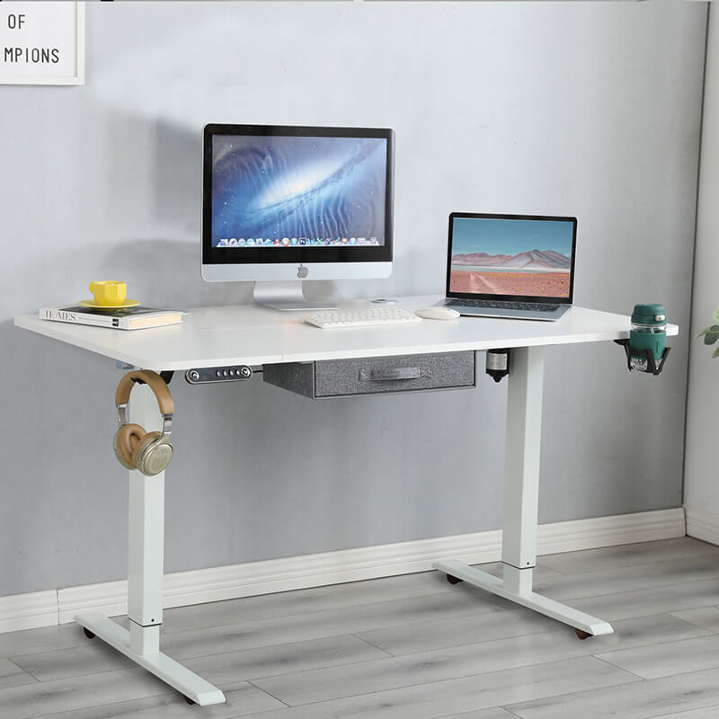 Radlove 55" x 30" Height Adjustable Electric Sit and Stand Office Desks for Worktops with Drawer