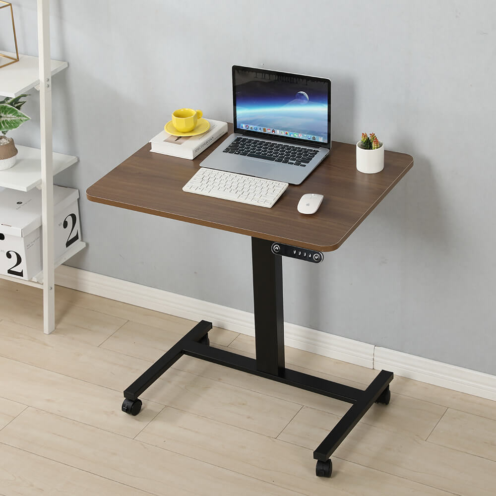 Radlove 32''x24'' Electric Height Adjustable Laptop Desk, Mobile Standing Desks with Wheels, White, Brown, Black