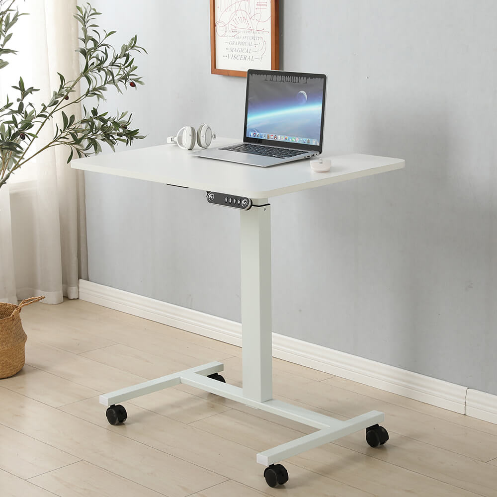 Radlove 32''x24'' Electric Height Adjustable Laptop Desk, Mobile Standing Desks with Wheels, White, Brown, Black