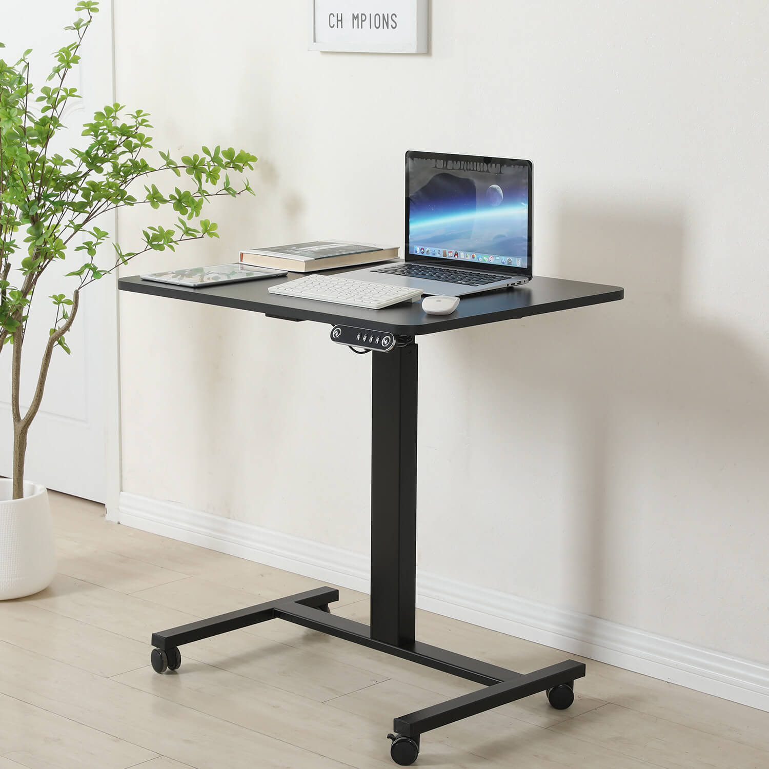 Radlove 32''x24'' Electric Height Adjustable Laptop Desk, Mobile Standing Desks with Wheels, White, Brown, Black