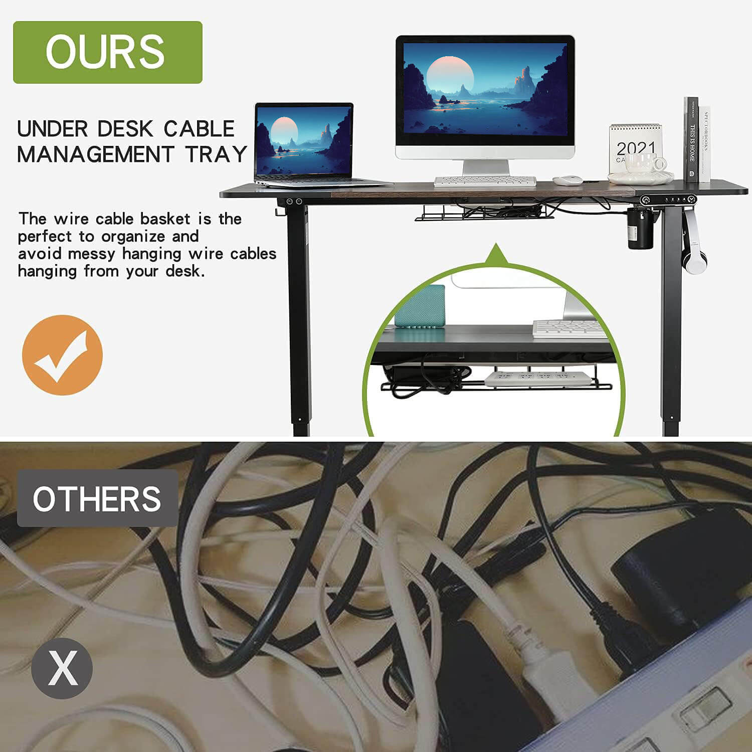 Radlove 59" x 24" Electric Height Adjustable Computer L-Shaped Office Desks with Memory Controller Corner Standing Desk with Splice Board