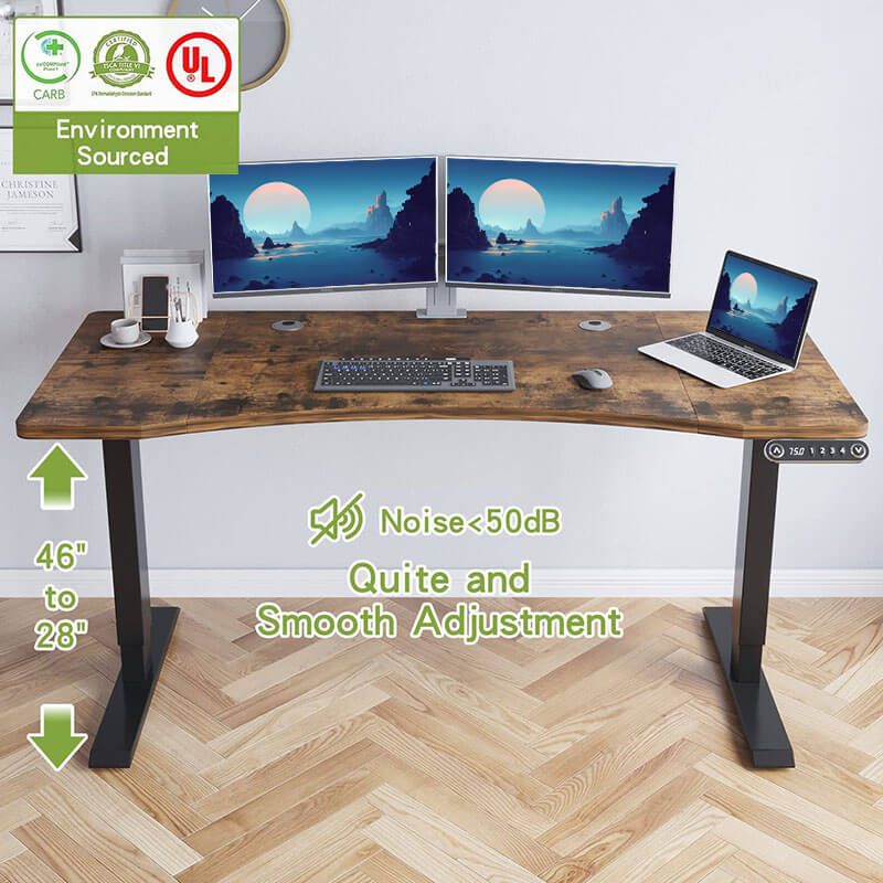 Radlove 63" x 30" Premium Dual Motor Height Adjustable Standing Desks for Worktops, Brown or White