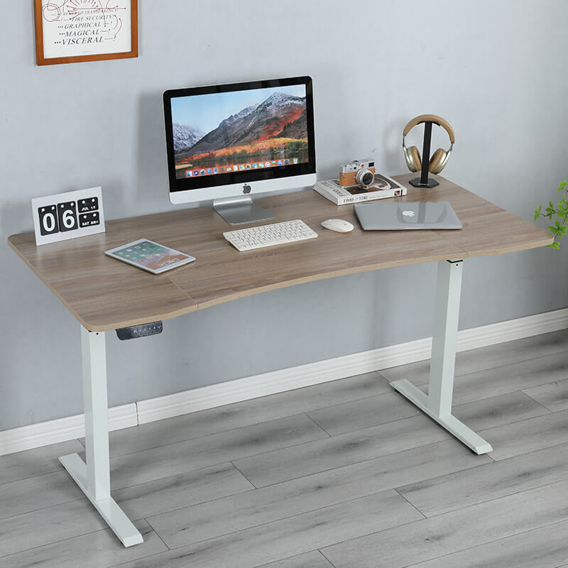 Radlove 55"x 30" Premium Dual Motor Standing Desk Electric Height Adjustable Office Tables for Work Benches, Brown, Oak,White